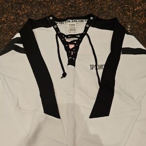 Black and White Lace-Up Top